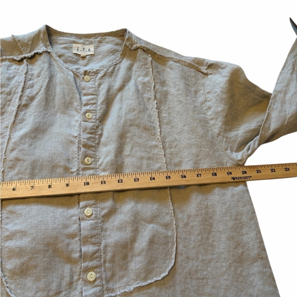 ETA 100% Linen Men’s Button Down shirt-raw hem-Size Small-Oversized - Picture 6 of 10